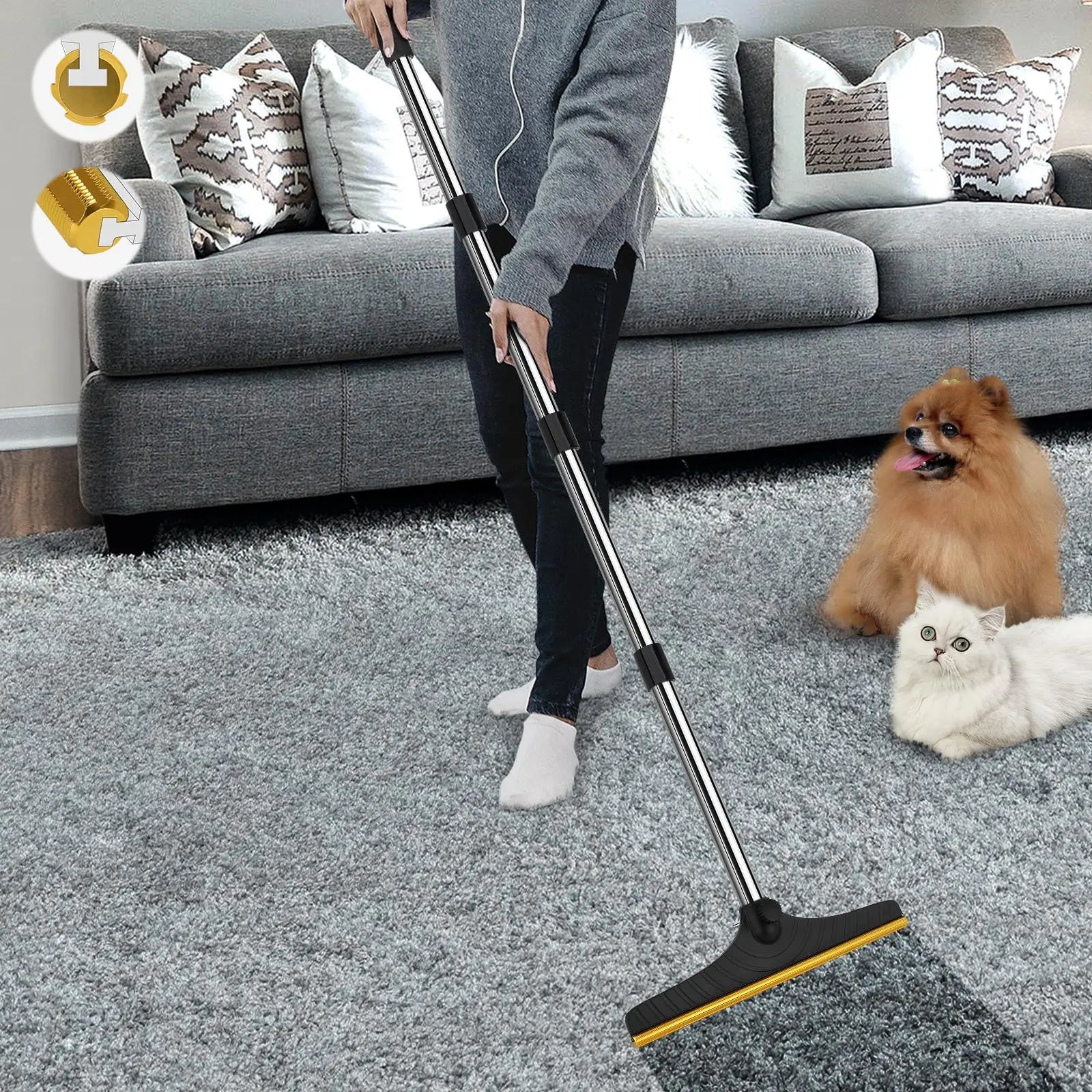 Adjustable Cat Hair Remover and Cleaning Brush with Hanging Ring - Effective Pet Hair Removal Tool for Carpets and Floors, Ideal for Valentine's Day Gifts