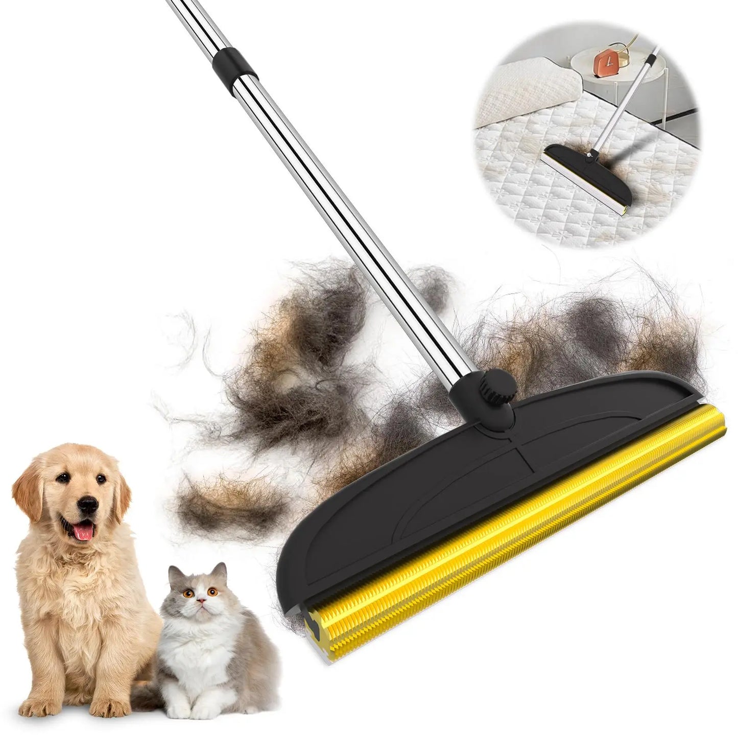 Adjustable Cat Hair Remover and Cleaning Brush with Hanging Ring - Effective Pet Hair Removal Tool for Carpets and Floors, Ideal for Valentine's Day Gifts