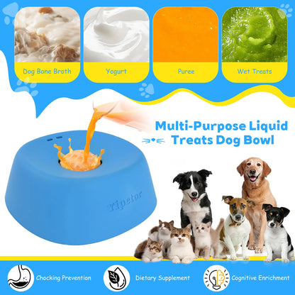 Yipetor Slow Feeder Dog Bowls for Liquid Treat, [Built-In Rolling Ball] No Spill Bone Broth Dog Licking Bowl, Multi-Purpose Puppy Yogurt Feeder Bowl for All Breeds Dietary Supplement/Post-Op Nutrition Feeding,#Summervibes #Petlovers
