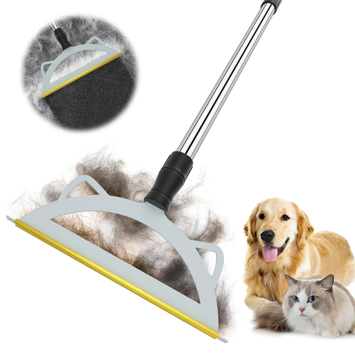 Adjustable Cat Hair Remover and Cleaning Brush with Hanging Ring - Effective Pet Hair Removal Tool for Carpets and Floors, Ideal for Valentine's Day Gifts