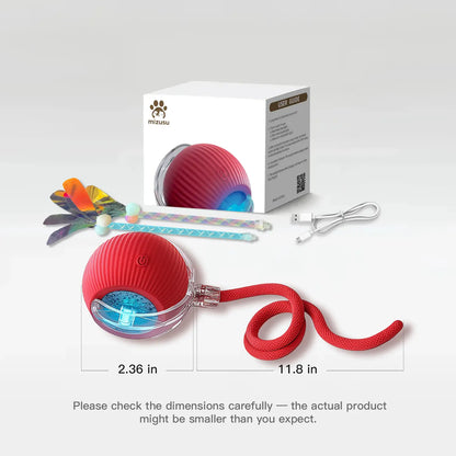 Mizusu Interactive Cat and Dog Teaser Toy with Two Additional Tails - Kitten Rolling Ball Toy and Pet Accessories