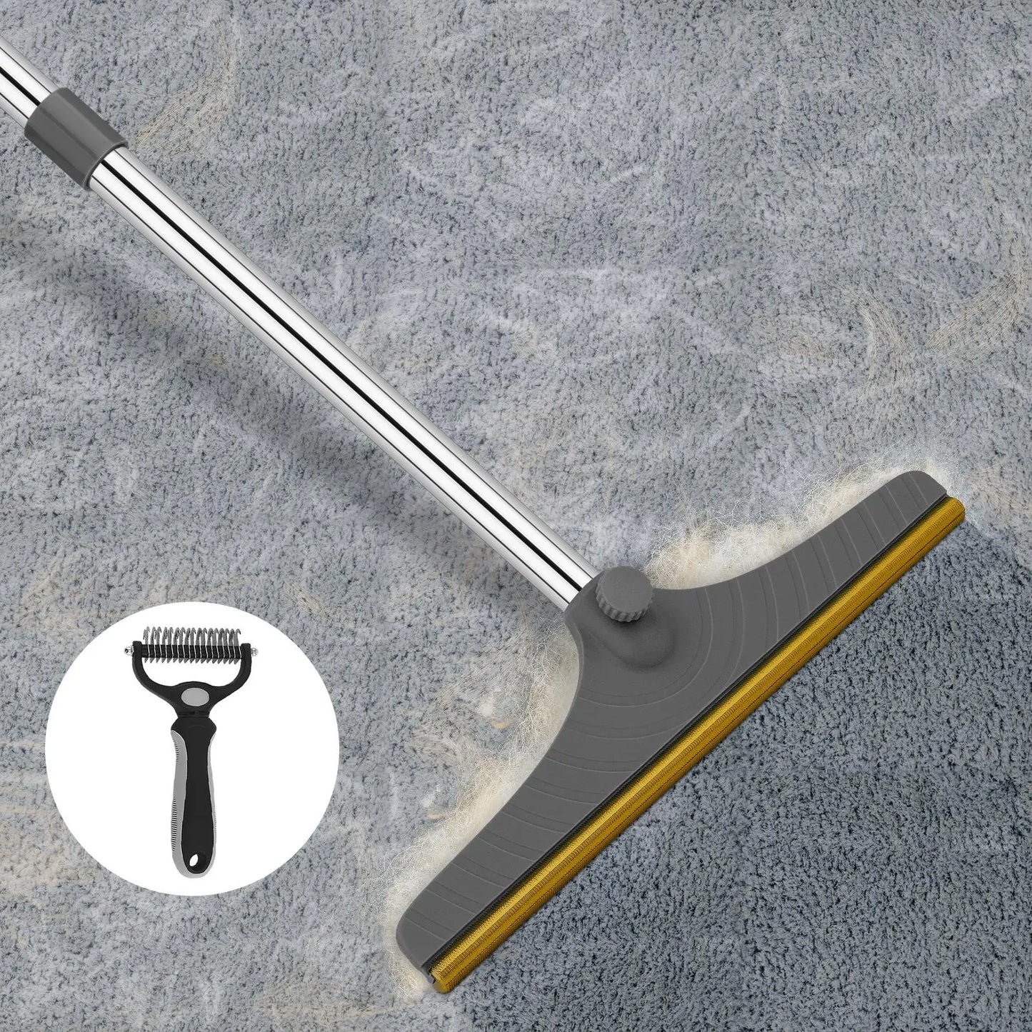 Adjustable Cat Hair Remover and Cleaning Brush with Hanging Ring - Effective Pet Hair Removal Tool for Carpets and Floors, Ideal for Valentine's Day Gifts