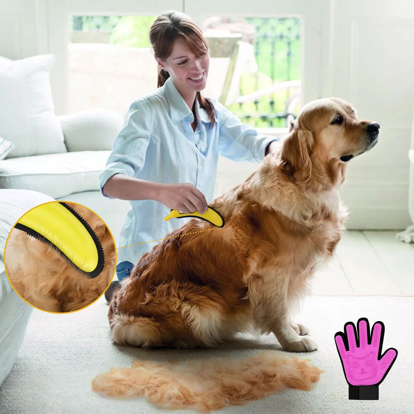 Adjustable Cat Hair Remover and Cleaning Brush with Hanging Ring - Effective Pet Hair Removal Tool for Carpets and Floors, Ideal for Valentine's Day Gifts
