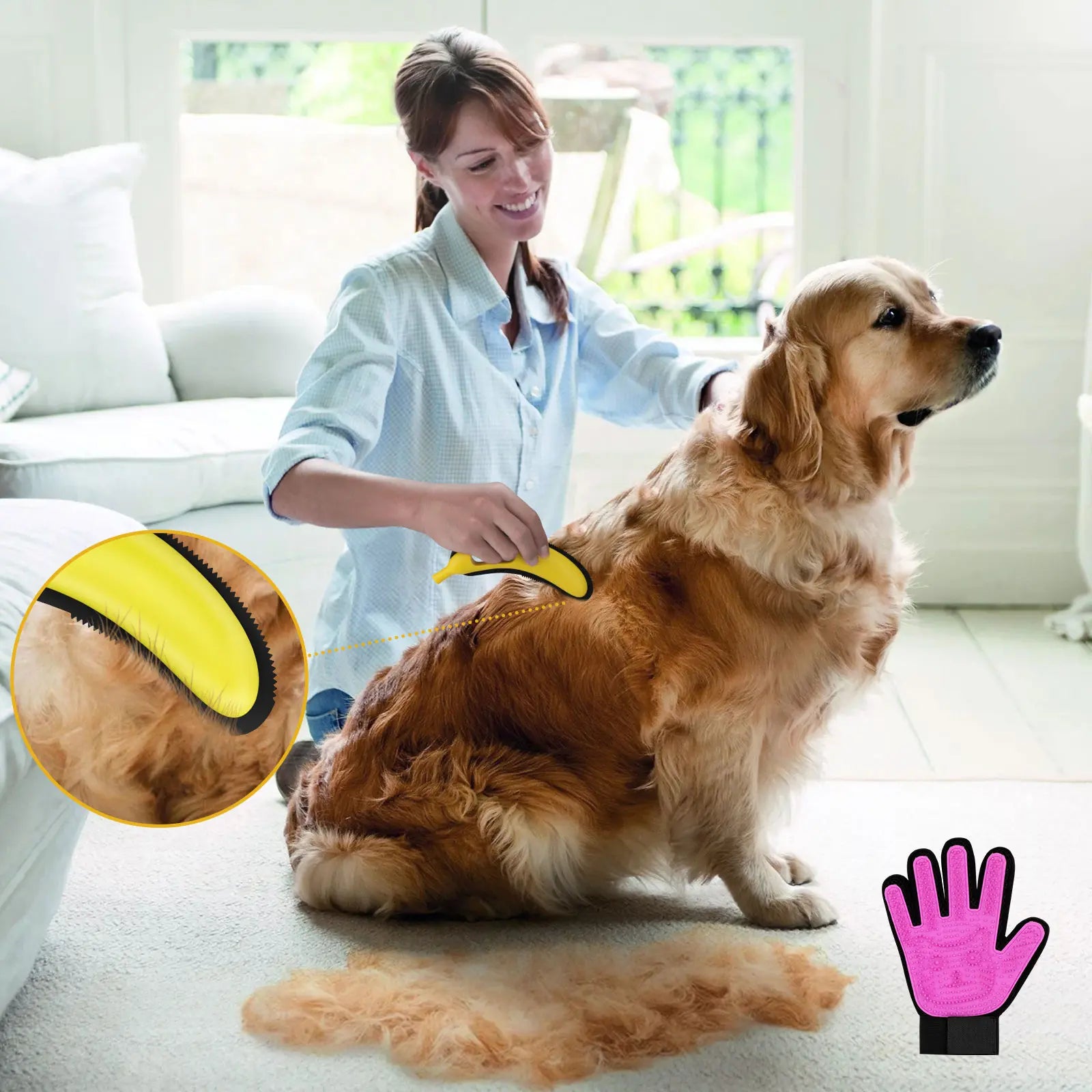 Adjustable Cat Hair Remover and Cleaning Brush with Hanging Ring - Effective Pet Hair Removal Tool for Carpets and Floors, Ideal for Valentine's Day Gifts
