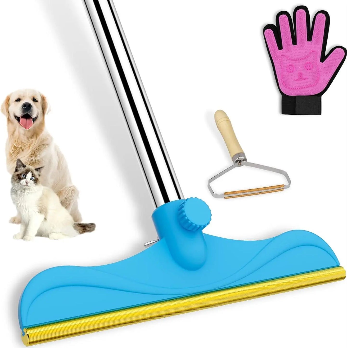Adjustable Cat Hair Remover and Cleaning Brush with Hanging Ring - Effective Pet Hair Removal Tool for Carpets and Floors, Ideal for Valentine's Day Gifts